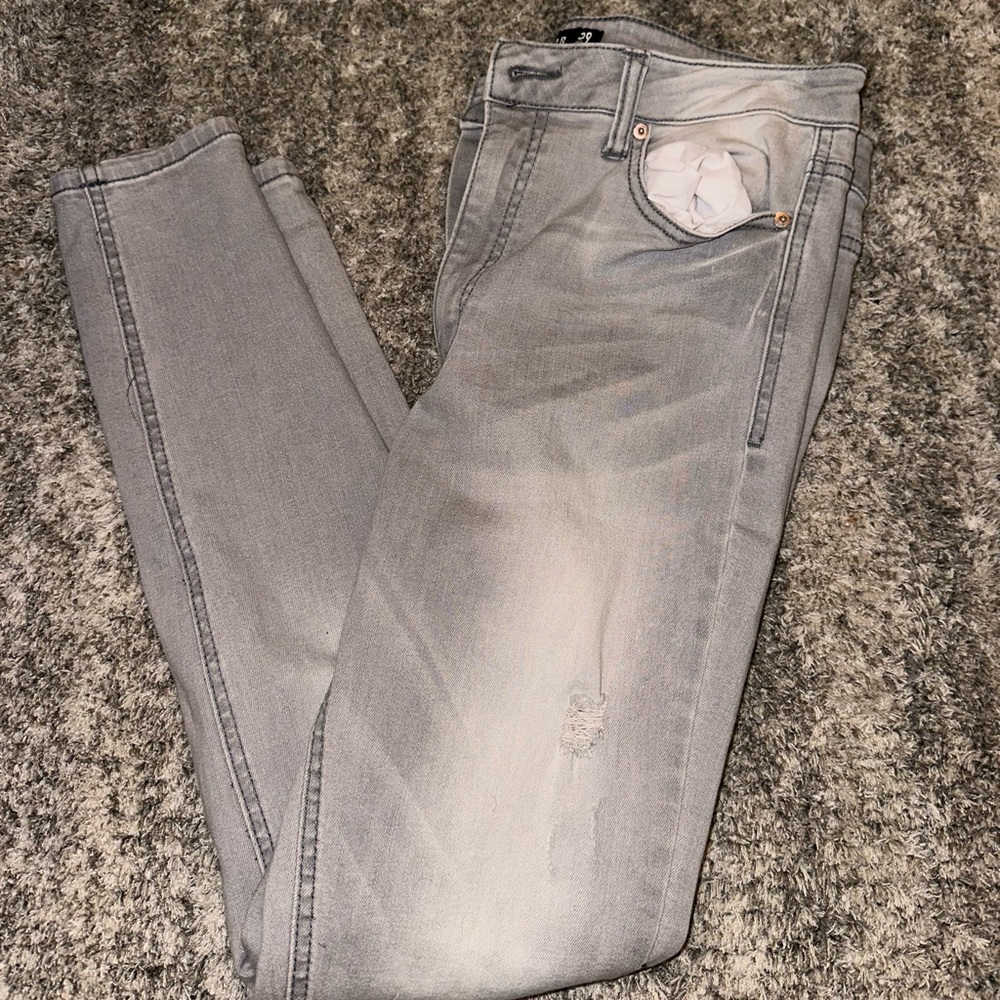- - Gray light washed Distressed Jeans
